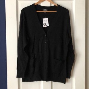 Black Merino Wool Cardigan